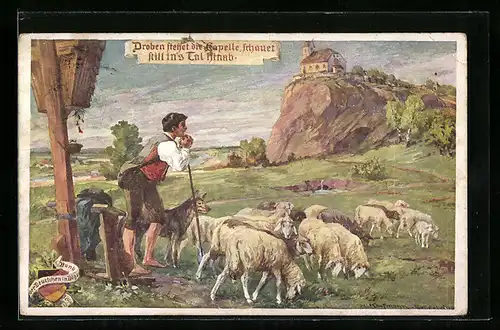 Künstler-AK Hans Kaufmann: Bund der Deutschen in Böhmen, Schafhirte