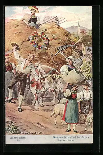 Künstler-AK Hans Kaufmann: Schillers Glocke IX., Bunt von Farben...