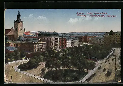 AK Lemberg, Hetmannsche Anlagen, Strassenbahn