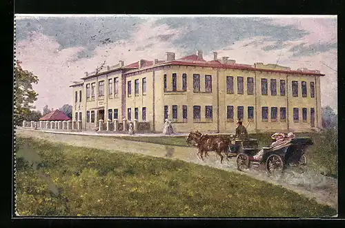 Künstler-AK Kowel, Partie am Frauen-Gymnasium