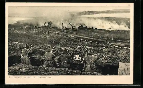 AK Krasnopol, Deutsche Soldaten in Feuerstellung
