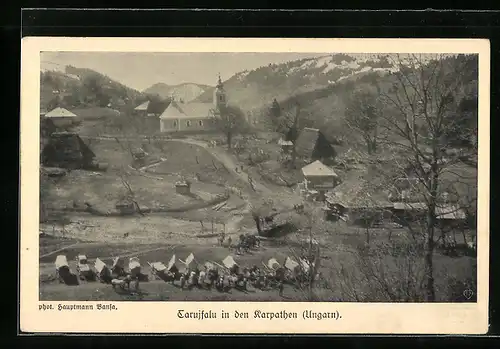 AK Tarujfalu, Ortsansicht in den Karpathen