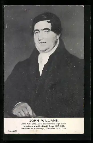 AK John Williams, Missionary in the South Seas, 1817-1839, Missionar