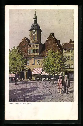 Künstler-AK H. Bahndorf: Jena, Rathaus mit Zeise