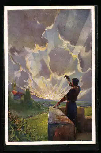 Künstler-AK Hornblasen in freier Natur, Der Türmer, Monatsschrift für Gemüt und Geist