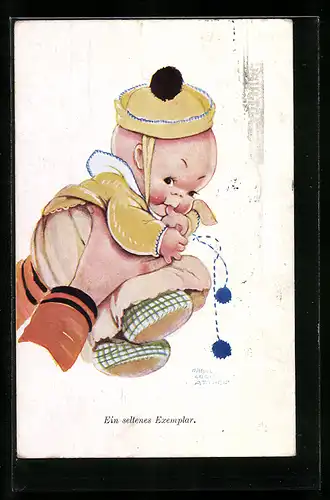 Künstler-AK Mabel Lucie Attwell: Ein seltenes Exemplar, Kleinkind mit Mütze