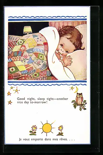 Künstler-AK Mabel Lucie Attwell: Kleines Kind beim Einschlafen
