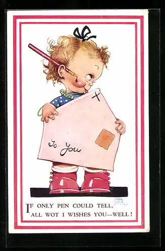 Künstler-AK Mabel Lucie Attwell: Kleines Mädchen mit Briefumschlag