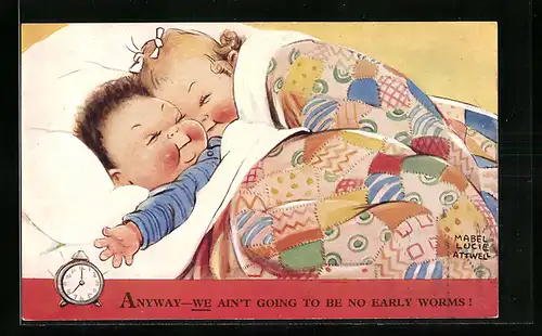 Künstler-AK Mabel Lucie Attwell: Kinderpaar liegt im Bett