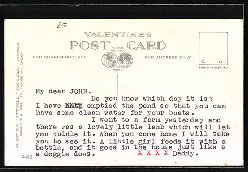 Künstler-AK Mabel Lucie Attwell: Nacktes Kind mit Badebürste