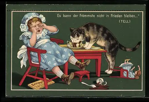 Künstler-AK Tell-Chocolade, Es kann der Frömmste nicht in Frieden bleiben...