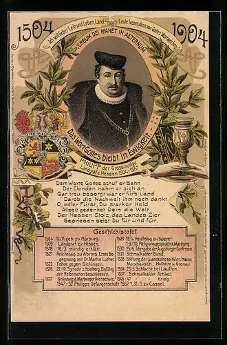 Lithographie Landgraf Philipp der Grossmütige von Hessen-Darmstadt