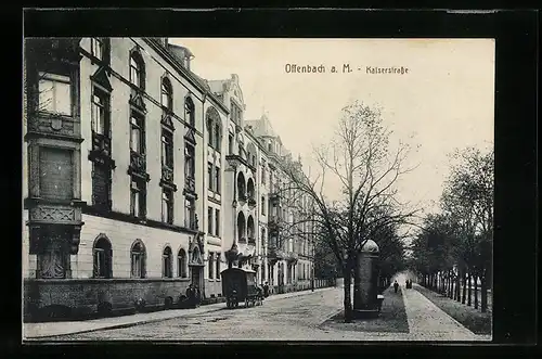 AK Offenbach a. M., Kaiser-Strasse mit Litfasssäule