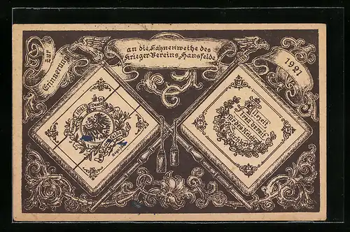 Künstler-AK Hansfelde, Fahnenweihe des Kriegervereins 1921