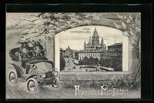 AK Mainz, Gutenbergplatz und Dom