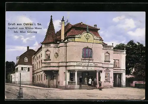 AK Ostrau i. Sa., Gasthof zum Wilden Mann