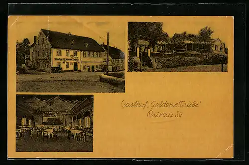 AK Ostrau /Sa., Gasthof Goldene Taube, Inh.: Alb. Voigtländer