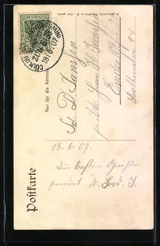 AK Mainz, Panorama mit Dampfer, Kleiner Matrose im Bottich