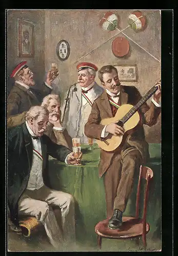 Künstler-AK Georg Mühlberg: Alte Studenten im Gasthaus