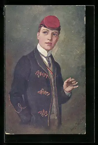 Künstler-AK Georg Mühlberg: Im ersten Semester, Student