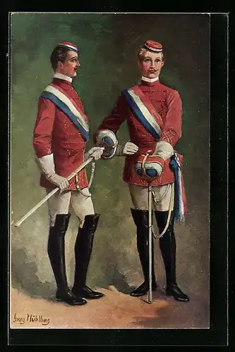 Künstler-AK Georg Mühlberg: Die Herren Chargierten mit Degen