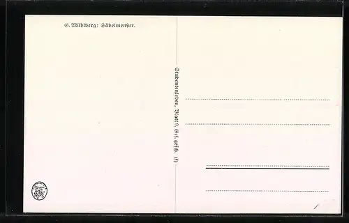 Künstler-AK Georg Mühlberg: Studententen bei der Säbelmensur