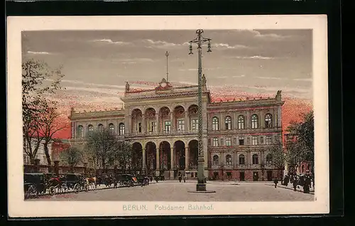 AK Berlin, Potsdamer Bahnhof mit Strasse