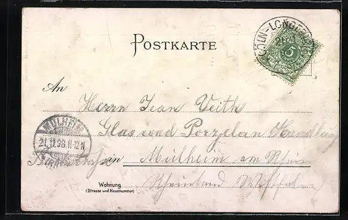 Lithographie Köln, Kölner Dom in Seitenansicht, Denkmal Kaiser Wilhelm I.