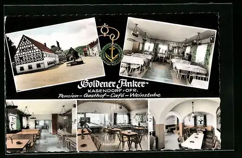 AK Kasendorf / Ofr., Gasthaus-Café Goldner Anker am Markt