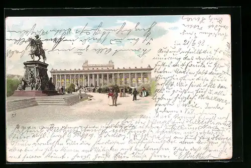 Lithographie Berlin, Lustgarten, Museum und Denkmal Friedrich Wilh. III.