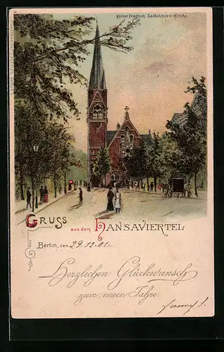 Lithographie Berlin, Kaiser Friedrich Gedächtnis-Kirche