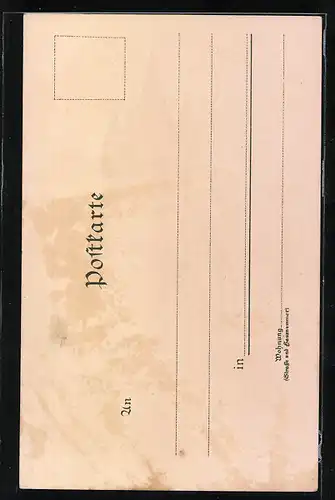 Lithographie Augsburg, Fünfgradthurm (Fünffingerthurm)