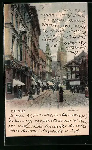 AK Elberfeld, Wallstrasse mit Geschäft C. A. Crall