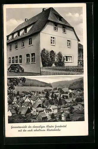 AK Gnadental, Gasthaus zum Hirsch, Kloster mit der noch erhaltenen Klosterkirche