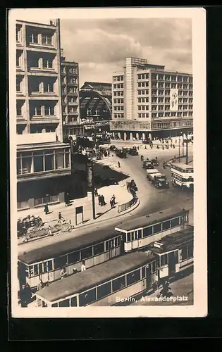 AK Berlin, Strasenbahnen auf dem Alexanderplatz