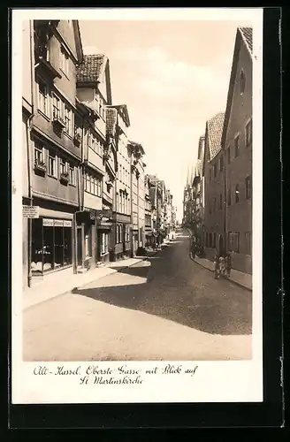 AK Kassel, Oberste Gasse mit Blick auf St. Martinskirche