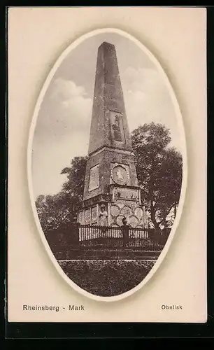 AK Rheinsberg, Obelisk im Schlosspark