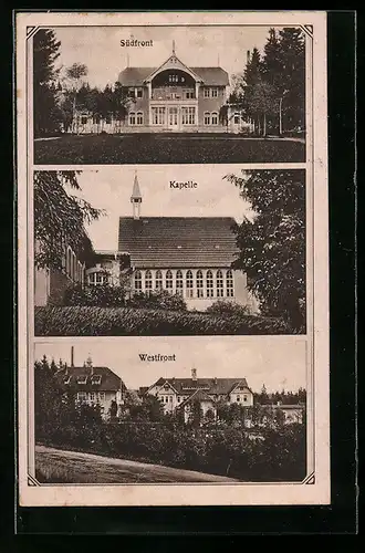 AK Carolagrün i. Vogtl., Heilstätte, Südfront, Kapelle, Westfront