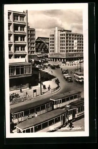 AK Berlin, Strasenbahnen auf dem Alexanderplatz