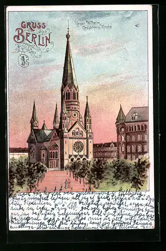 Lithographie Berlin-Charlottenburg, Kaiser Wilhelm-Gedächtnis-Kirche