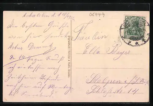 AK Aschersleben, Partie am Markt mit Litfasssäule