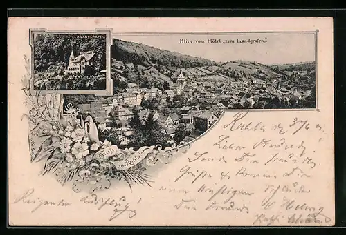 AK Ruhla /Th., Hotel zum Landgrafen, Ortsansicht aus der Vogelschau