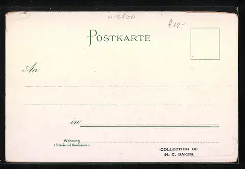 Lithographie Bremen, Bahnhof und Mühle an dern Wallanlagen