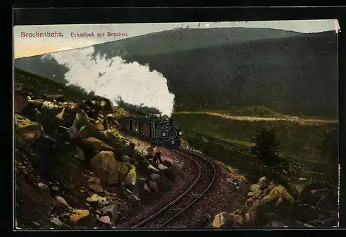 AK Brockenbahn, Eckerloch mit Brocken