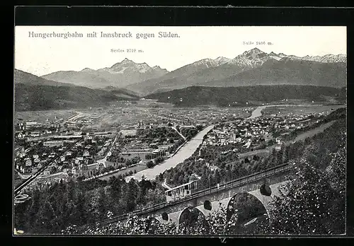 AK Innsbruck, Hungerburgbahn fährt hinauf