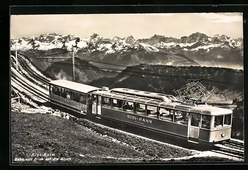 AK Rigibahn mit Blick auf die Alpen