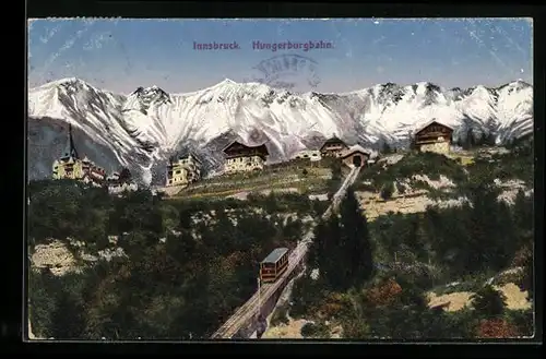 AK Innsbruck, Hungerburgbahn auf dem Weg zur Gipfelstation
