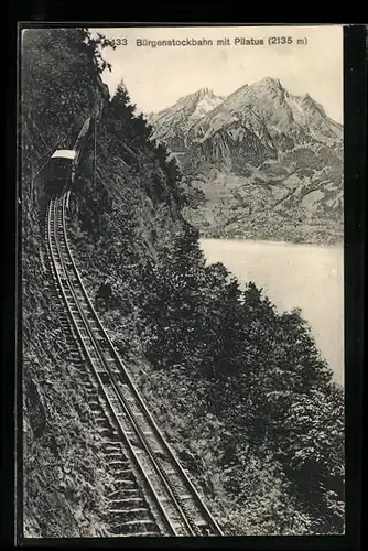 AK Bürgenstockbahn mit Pilatus