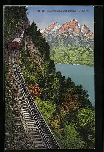 AK Bürgenstockbahn mit Pilatus
