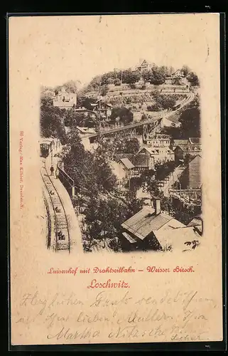AK Loschwitz-Weisser Hirsch, Hotel Luisenhof mit Drahtseilbahn